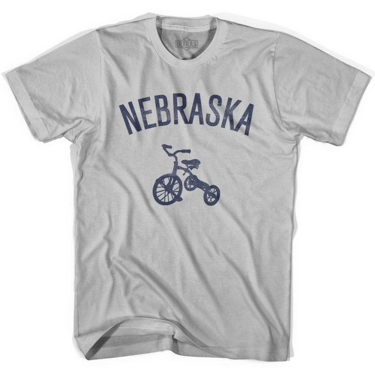 Nebraska State Tricycle Adult Cotton T-shirt - Cool Grey