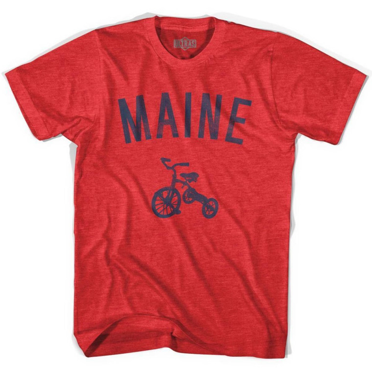 Maine State Tricycle Adult Tri-Blend T-shirt - Heather Red