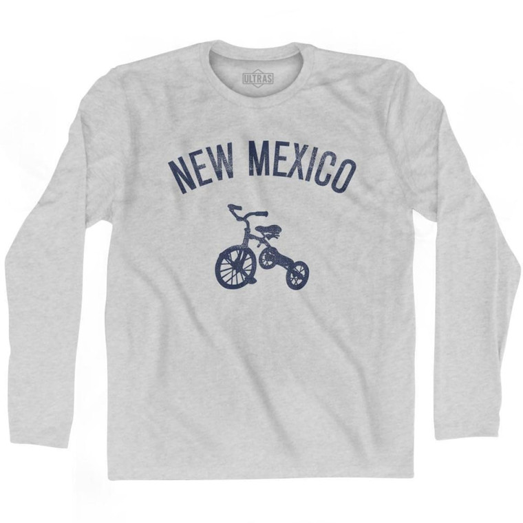 New Mexico State Tricycle Adult Cotton Long Sleeve T-shirt-Grey Heather