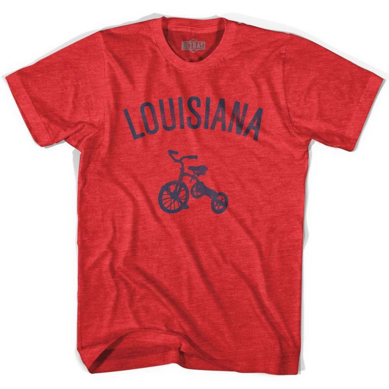 Louisiana State Tricycle Adult Tri-Blend T-shirt-Heather Red