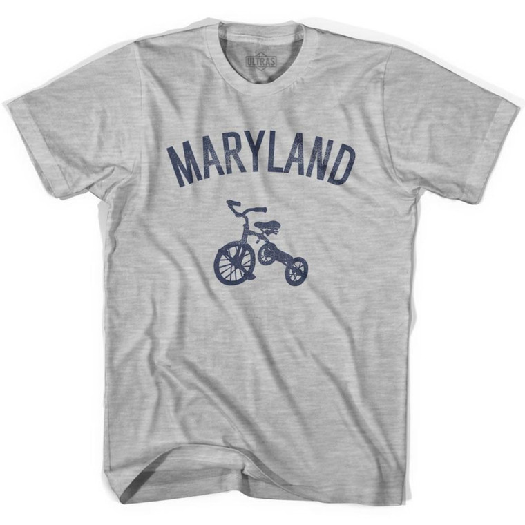 Maryland State Tricycle Womens Cotton T-shirt-Grey Heather