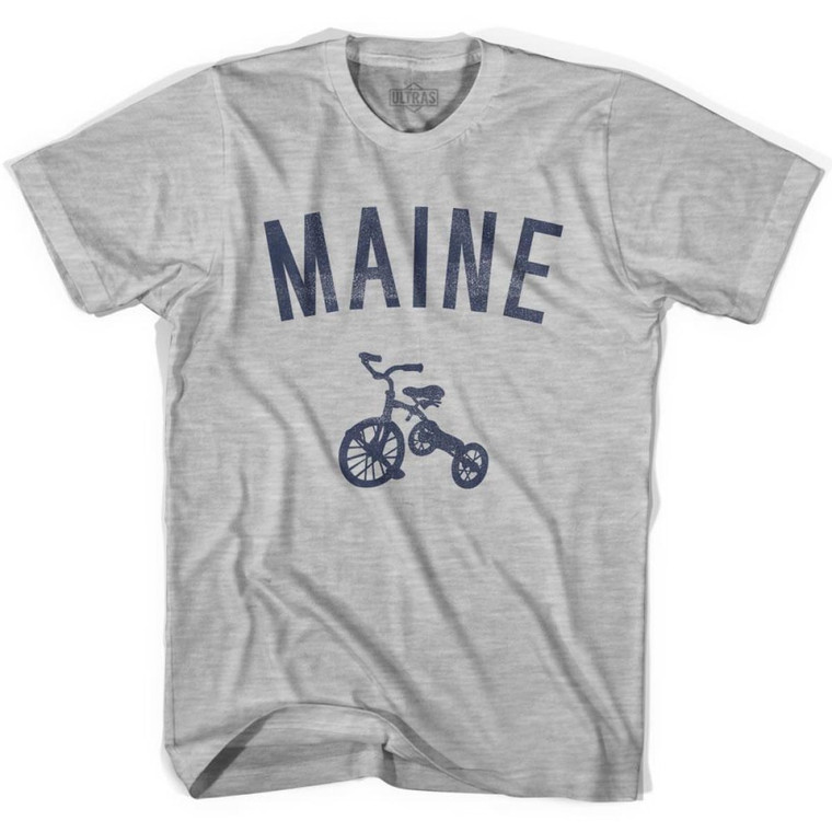 Maine State Tricycle Womens Cotton T-shirt - Grey Heather