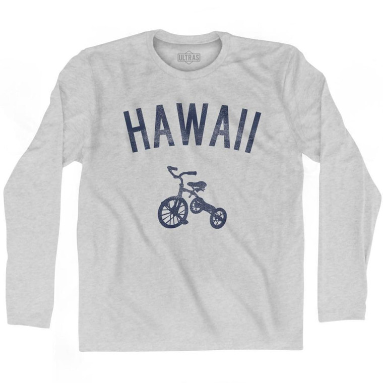 Hawaii State Tricycle Adult Cotton Long Sleeve T-shirt-Grey Heather