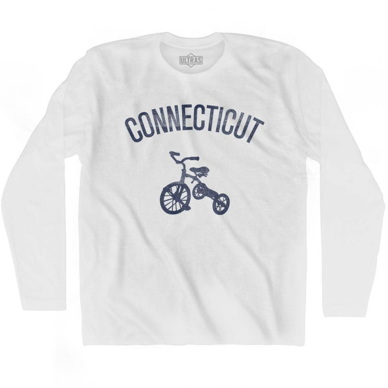 Connecticut State Tricycle Adult Cotton Long Sleeve T-shirt-White