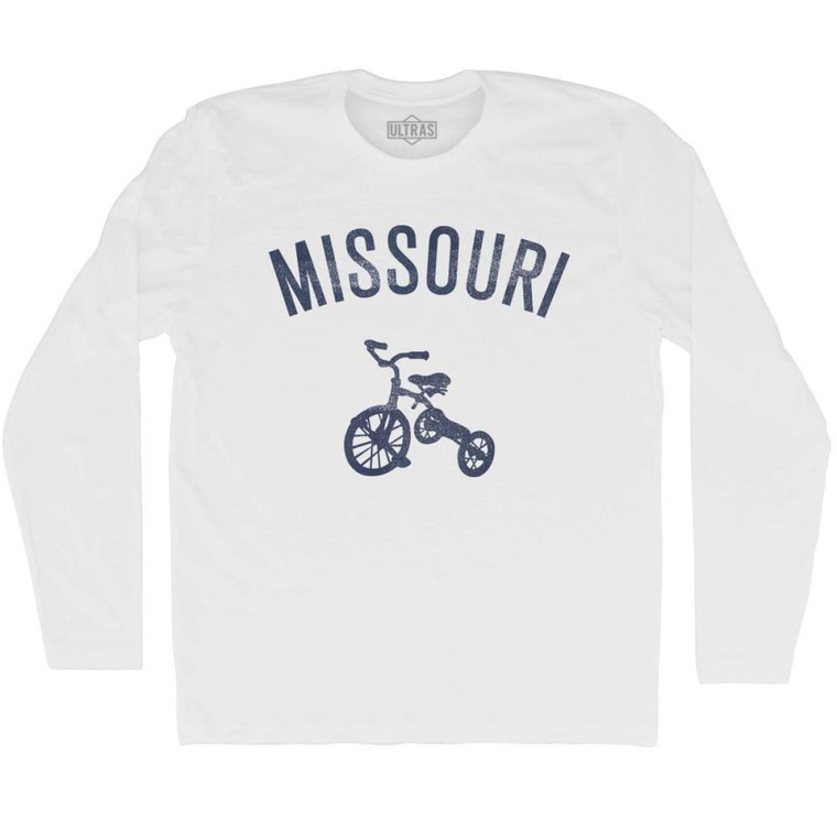 Missouri State Tricycle Adult Cotton Long Sleeve T-shirt - White