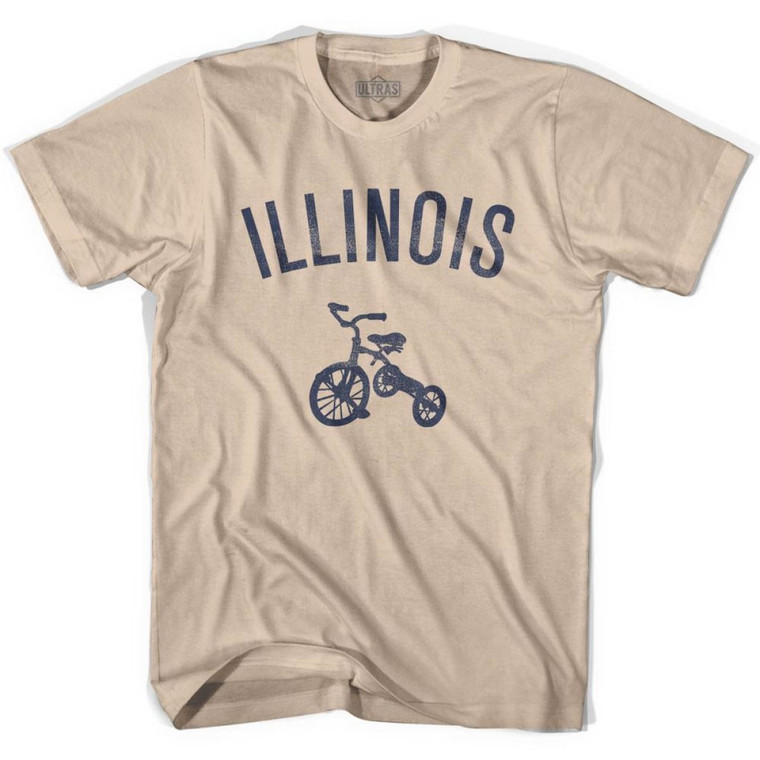 Illinois State Tricycle Adult Cotton T-shirt - Creme