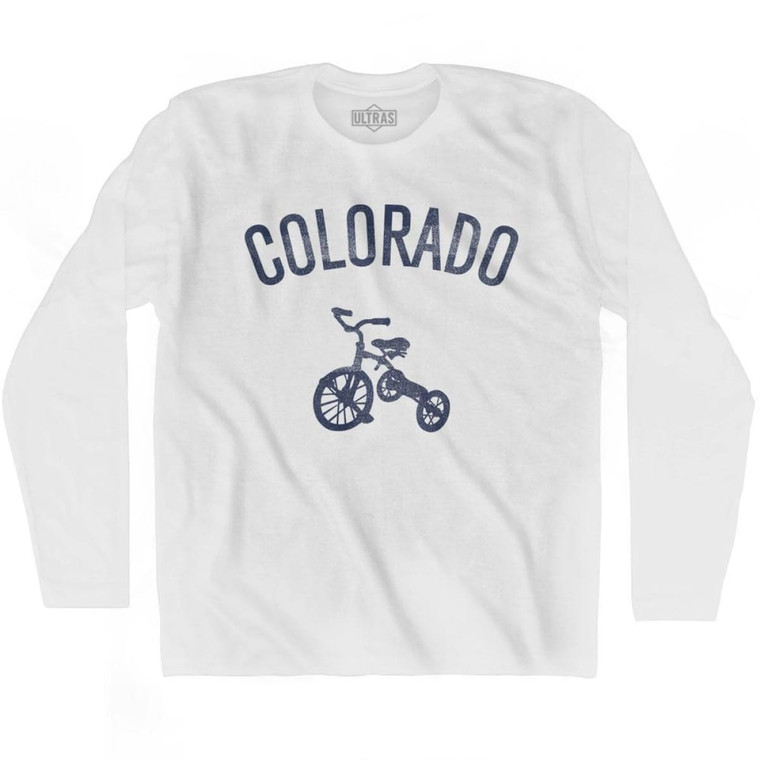 Colorado State Tricycle Adult Cotton Long Sleeve T-shirt - White