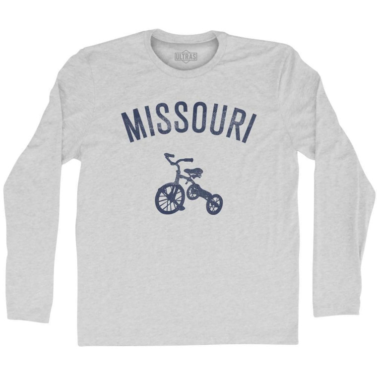 Missouri State Tricycle Adult Cotton Long Sleeve T-shirt - Grey Heather