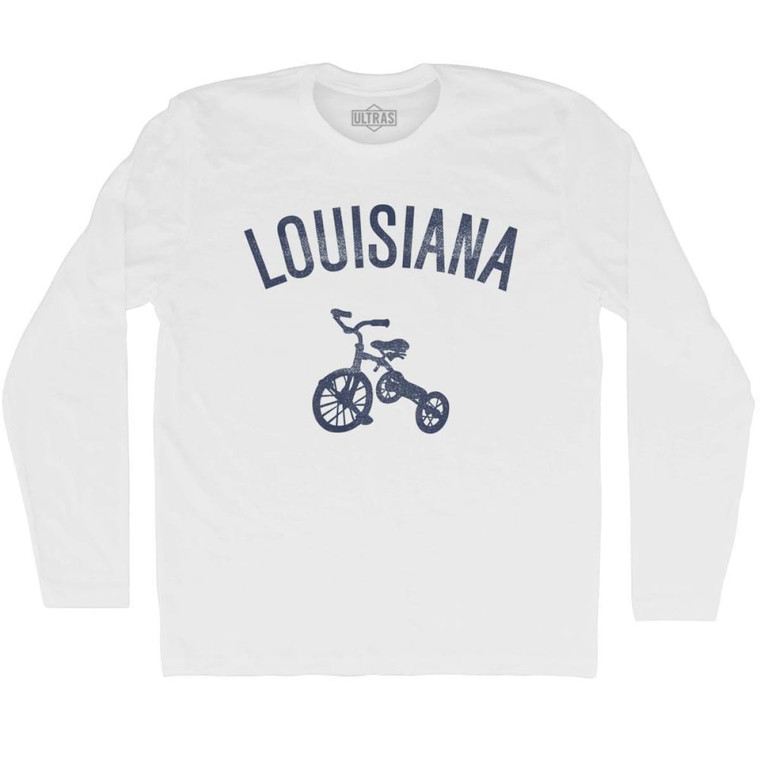Louisiana State Tricycle Adult Cotton Long Sleeve T-shirt - White