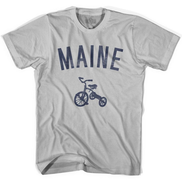 Maine State Tricycle Adult Cotton T-shirt - Cool Grey