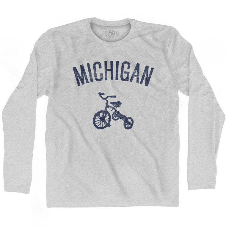 Michigan State Tricycle Adult Cotton Long Sleeve T-shirt - Grey Heather