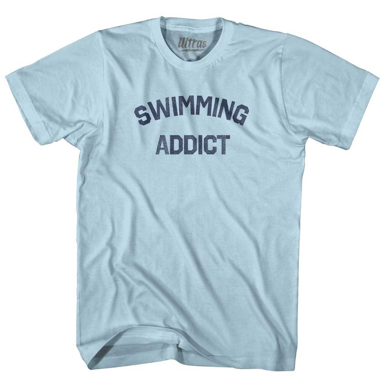 Swimming Addict Adult Cotton T-shirt - Light Blue