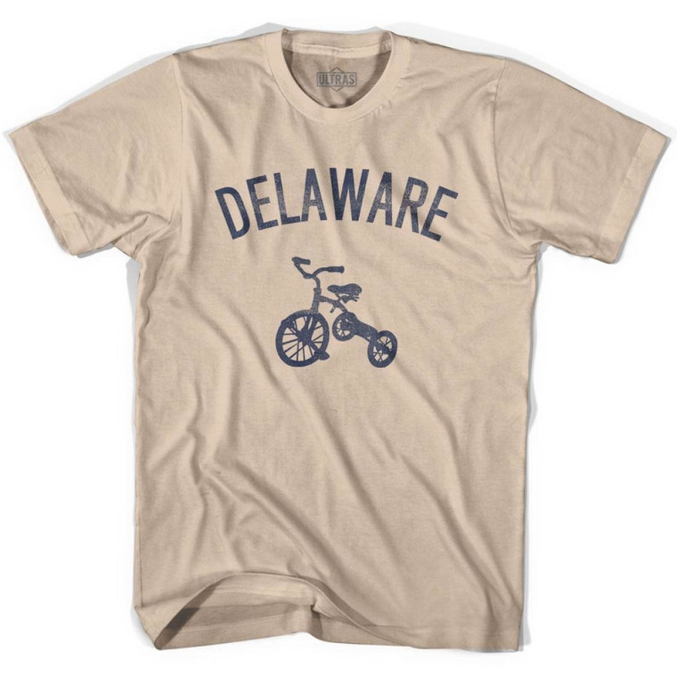 Delaware State Tricycle Adult Cotton T-shirt - Creme