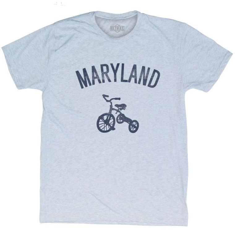 Maryland State Tricycle Adult Tri-Blend T-shirt - Athletic White