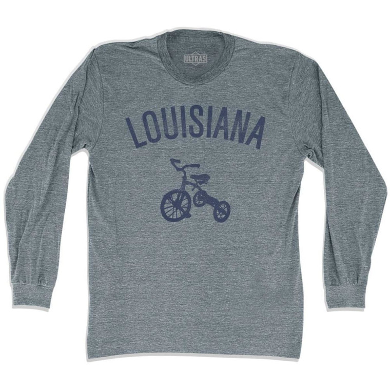 Louisiana State Tricycle Adult Tri-Blend Long Sleeve T-shirt - Athletic Grey
