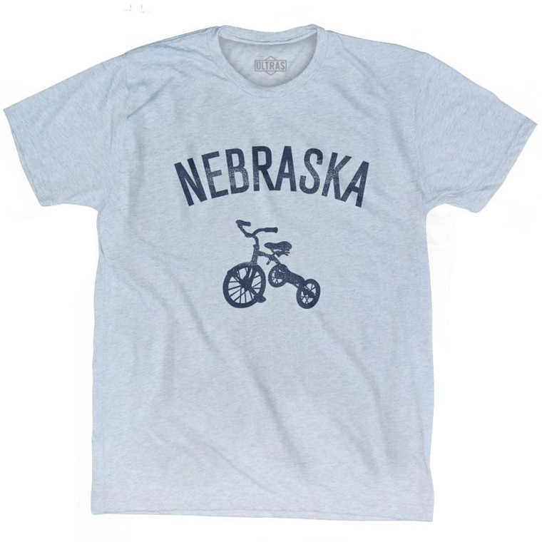 Nebraska State Tricycle Adult Tri-Blend T-shirt-Athletic White