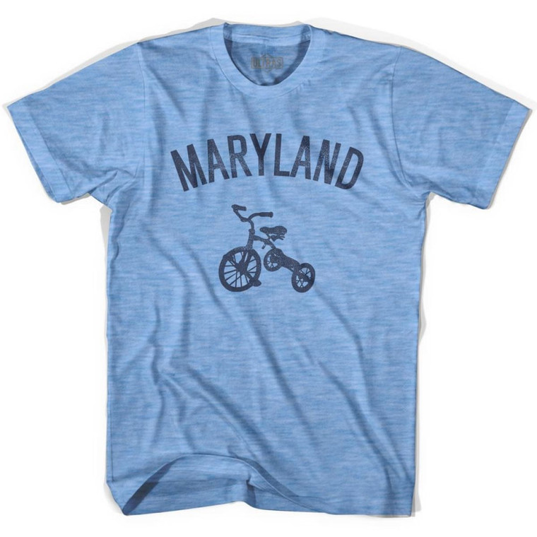 Maryland State Tricycle Adult Tri-Blend T-shirt - Athletic Blue