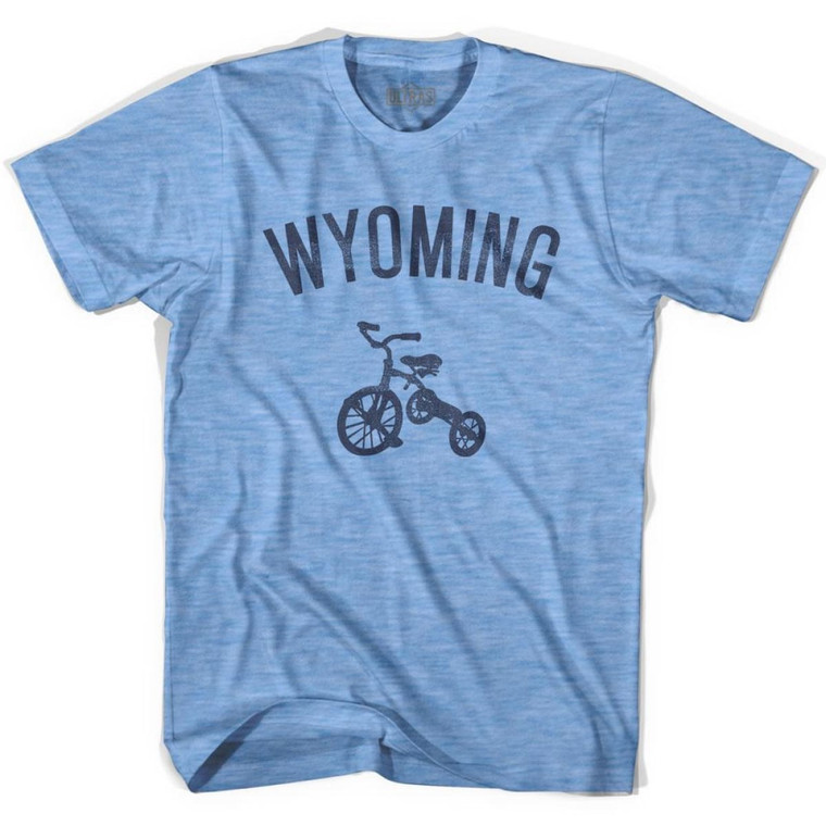 Wyoming State Tricycle Adult Tri-Blend T-shirt - Athletic Blue