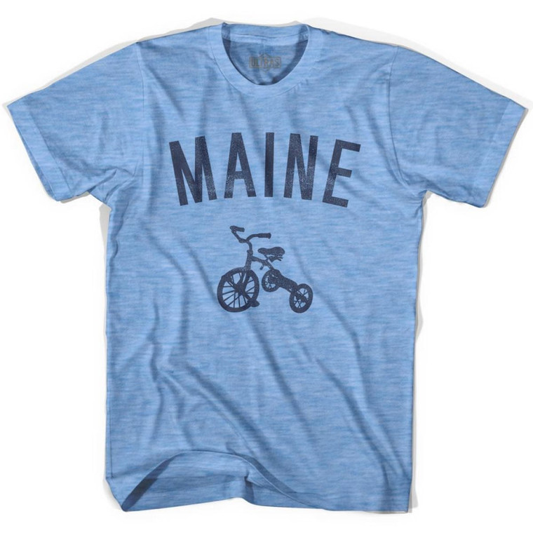 Maine State Tricycle Adult Tri-Blend T-shirt - Athletic Blue