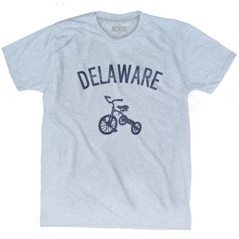 Delaware State Tricycle Adult Tri-Blend T-shirt - Athletic White
