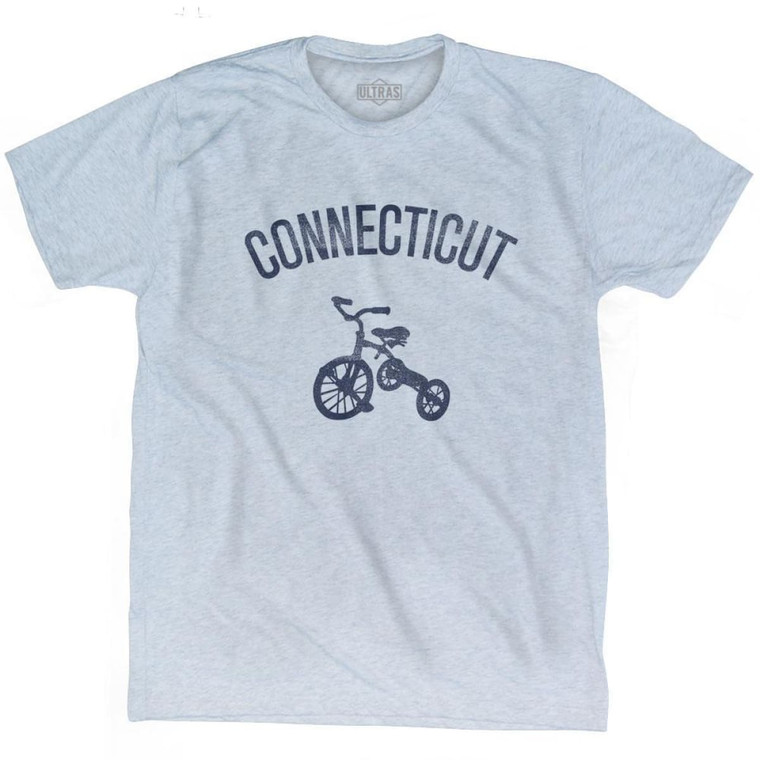 Connecticut State Tricycle Adult Tri-Blend T-shirt - Athletic White
