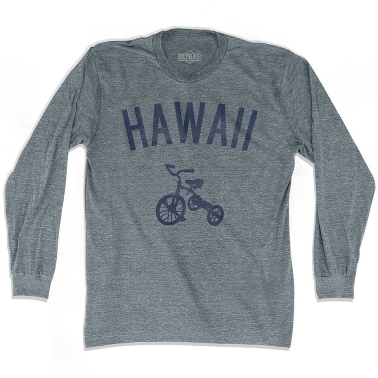 Hawaii State Tricycle Adult Tri-Blend Long Sleeve T-shirt - Athletic Grey