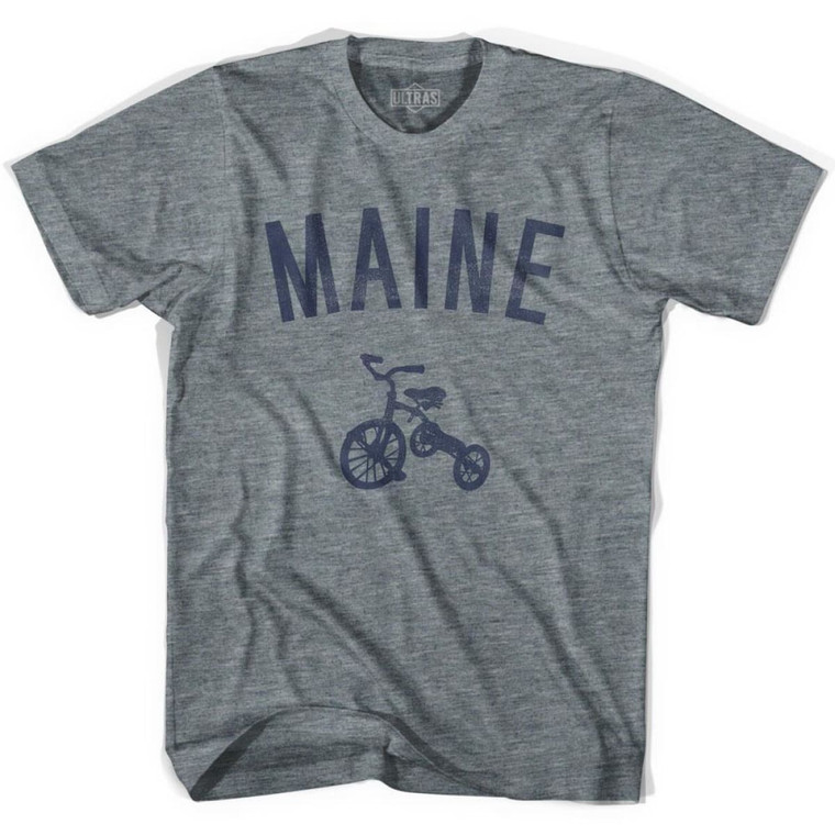 Maine State Tricycle Adult Tri-Blend T-shirt - Athletic Grey
