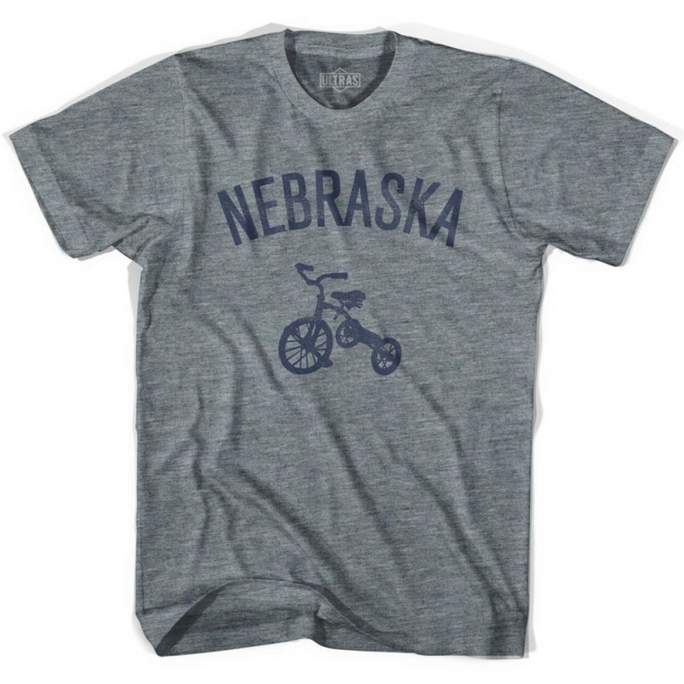 Nebraska State Tricycle Youth Tri-Blend T-shirt - Athletic Grey