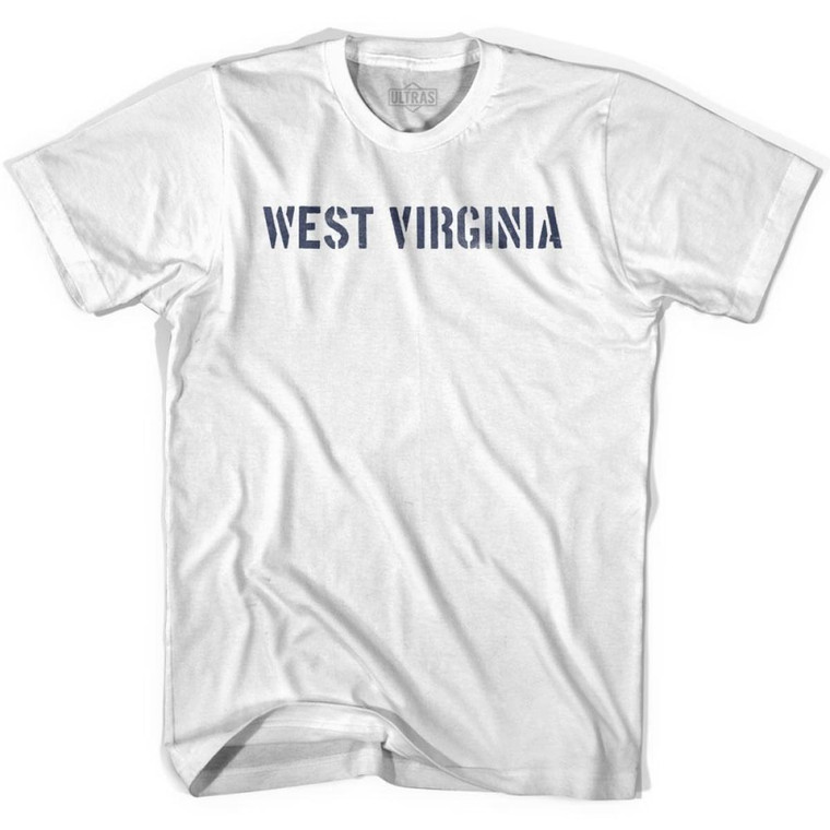West Virginia State Stencil Youth Cotton T-shirt - White