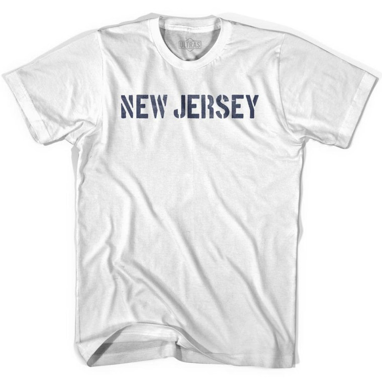 New Jersey State Stencil Youth Cotton T-shirt - White