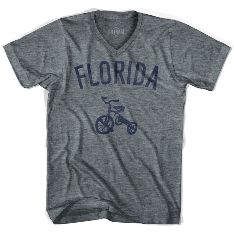 Florida State Tricycle Adult Tri-Blend V-neck T-shirt - Athletic Grey