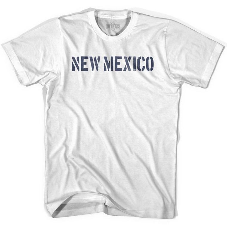 New Mexico State Stencil Adult Cotton T-shirt - White