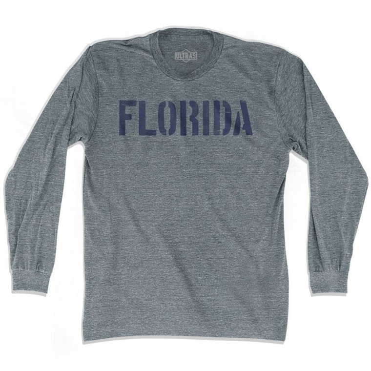 Florida State Stencil Adult Tri-Blend Long Sleeve T-shirt - Athletic Grey