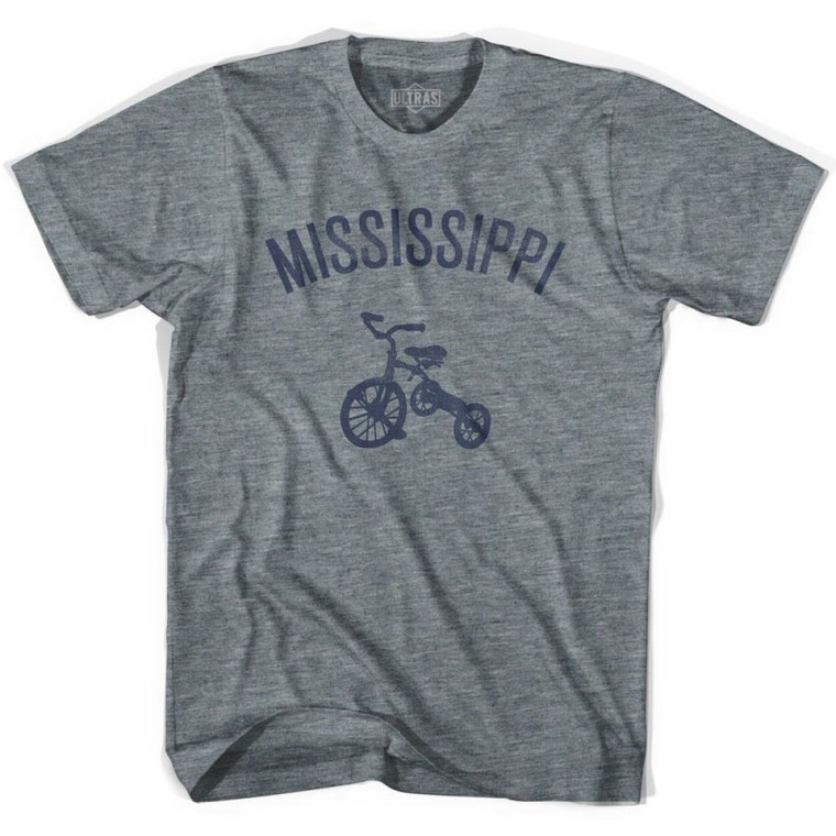 Mississippi State Tricycle Adult Tri-Blend T-shirt - Athletic Grey