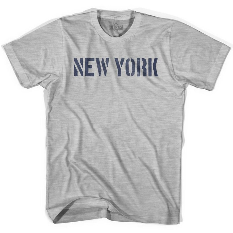 New York State Stencil Youth Cotton T-shirt - Grey Heather