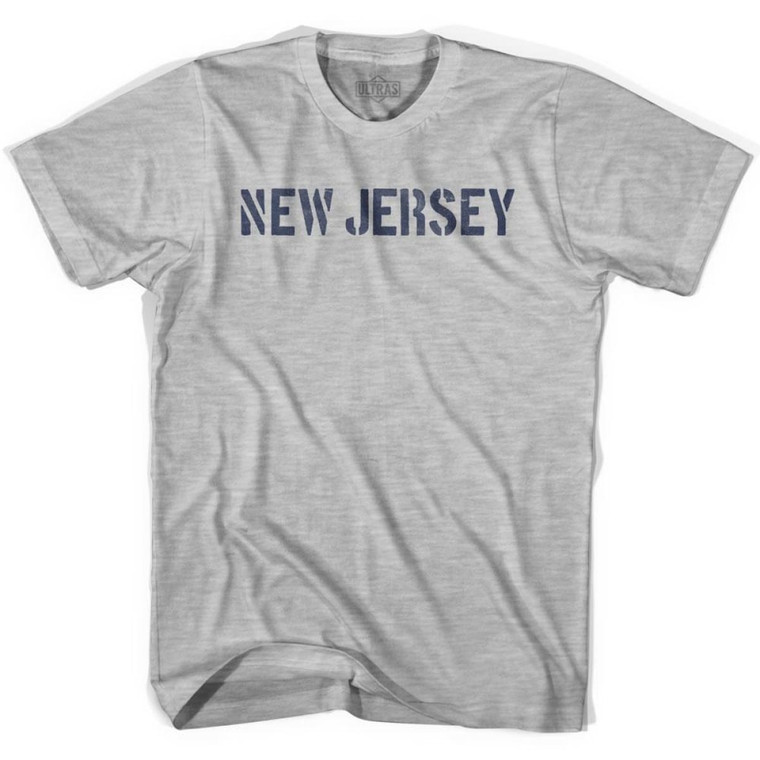 New Jersey State Stencil Youth Cotton T-shirt-Grey Heather