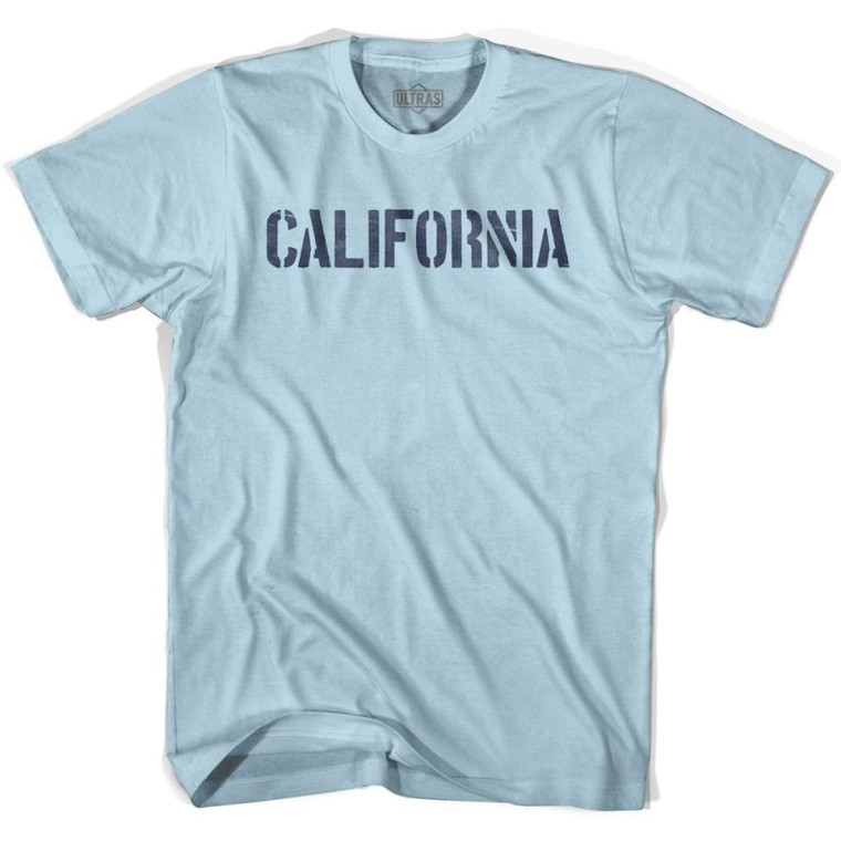 California State Stencil Adult Cotton T-shirt - Light Blue