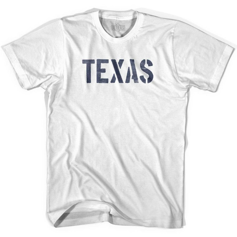 Texas State Stencil Adult Cotton T-shirt - White