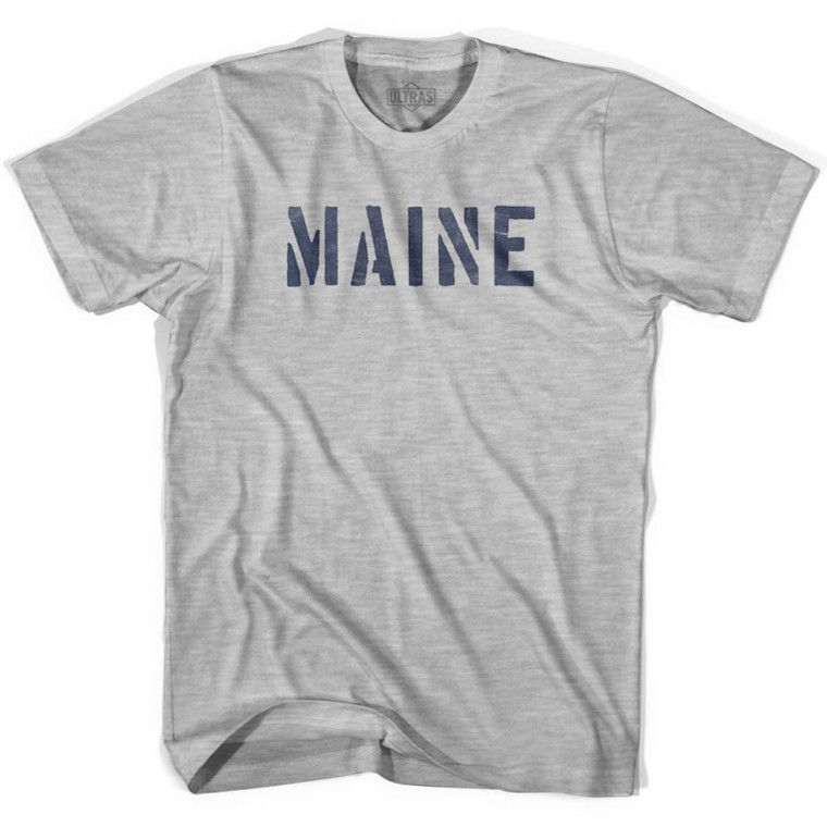 Maine State Stencil Youth Cotton T-shirt - Grey Heather