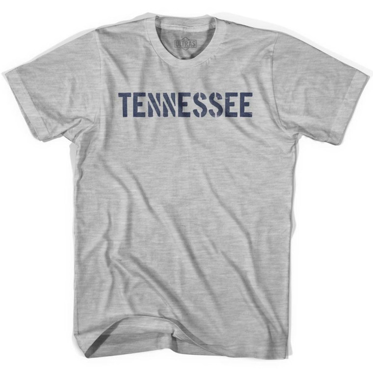 Tennessee State Stencil Adult Cotton T-shirt - Grey Heather