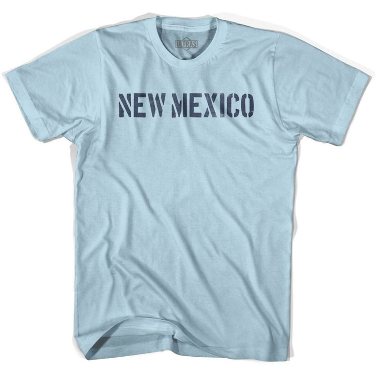 New Mexico State Stencil Adult Cotton T-shirt - Light Blue