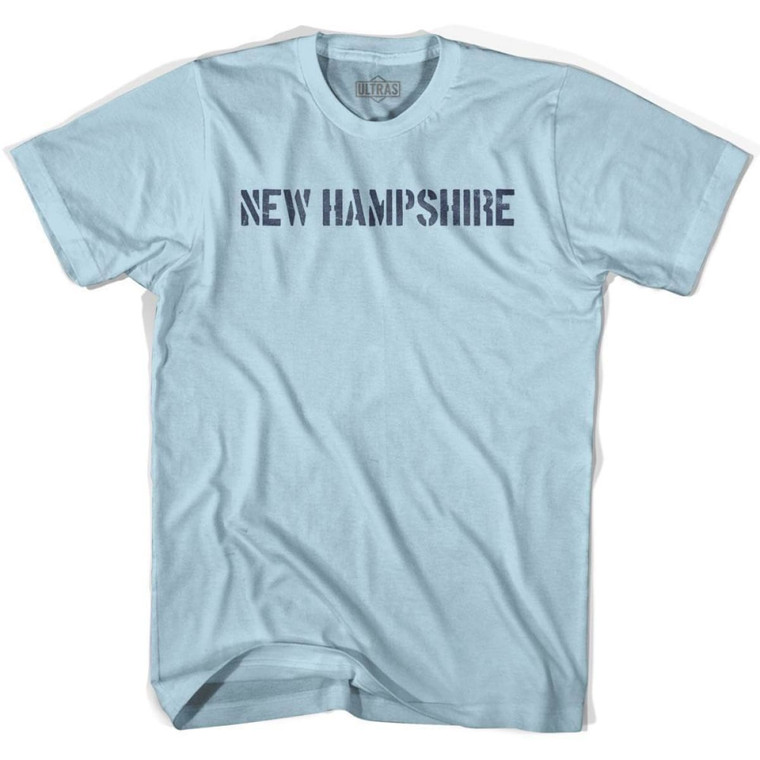 New Hampshire State Stencil Adult Cotton T-shirt - Light Blue