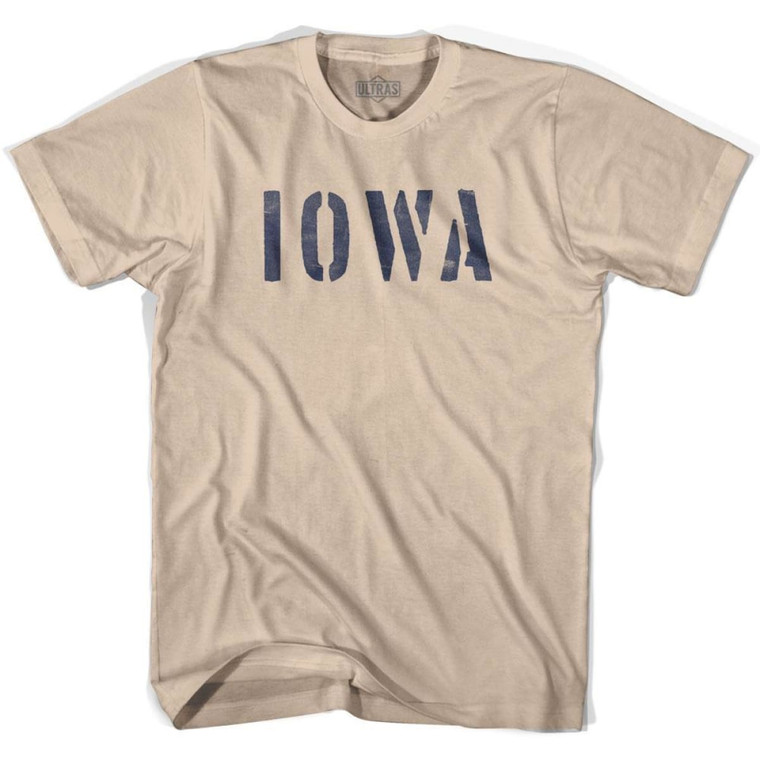 Iowa State Stencil Adult Cotton T-shirt - Creme