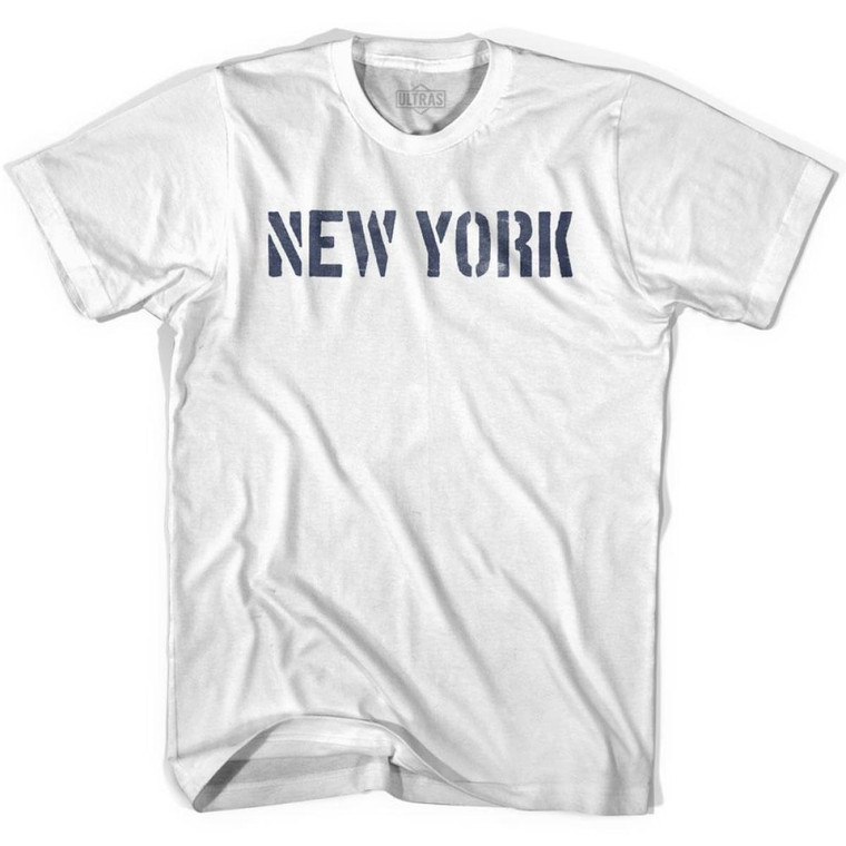 New York State Stencil Adult Cotton T-shirt - White