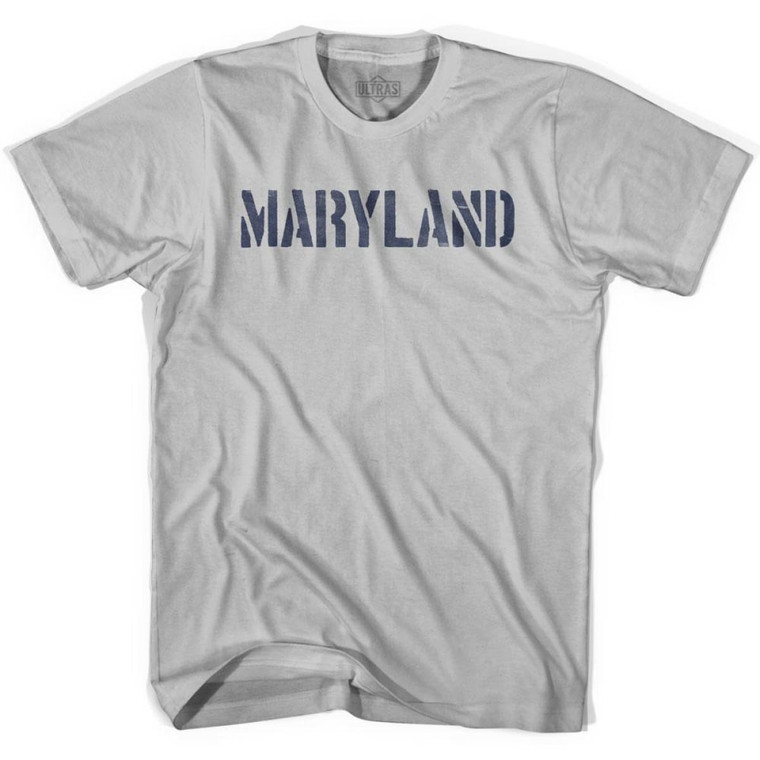 Maryland State Stencil Adult Cotton T-shirt - Cool Grey