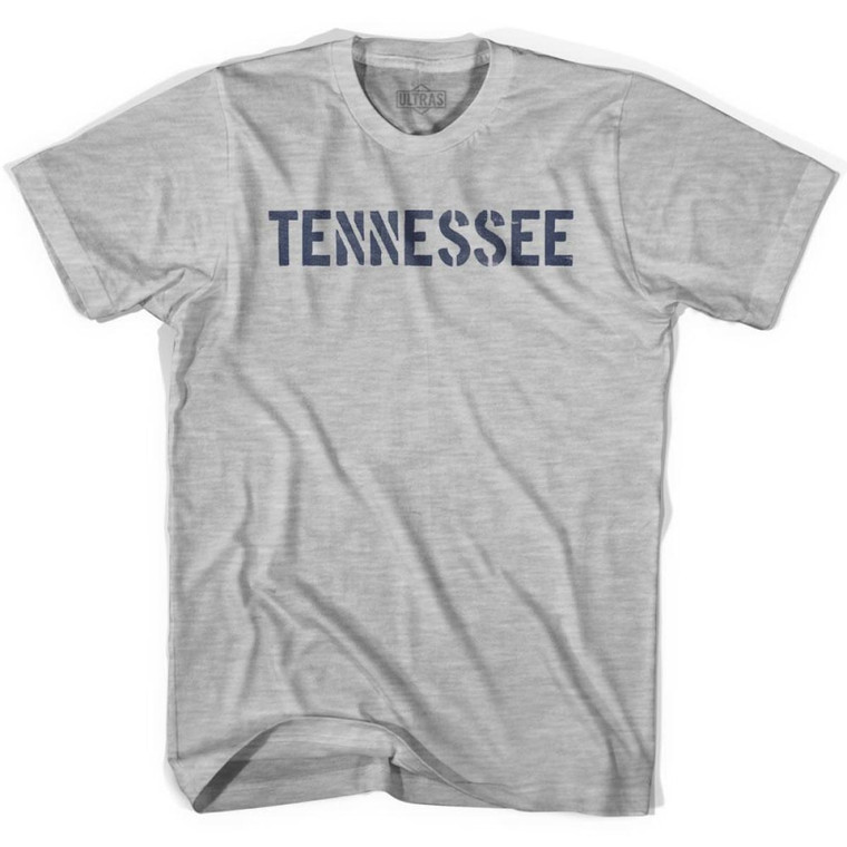 Tennessee State Stencil Womens Cotton T-shirt - Grey Heather