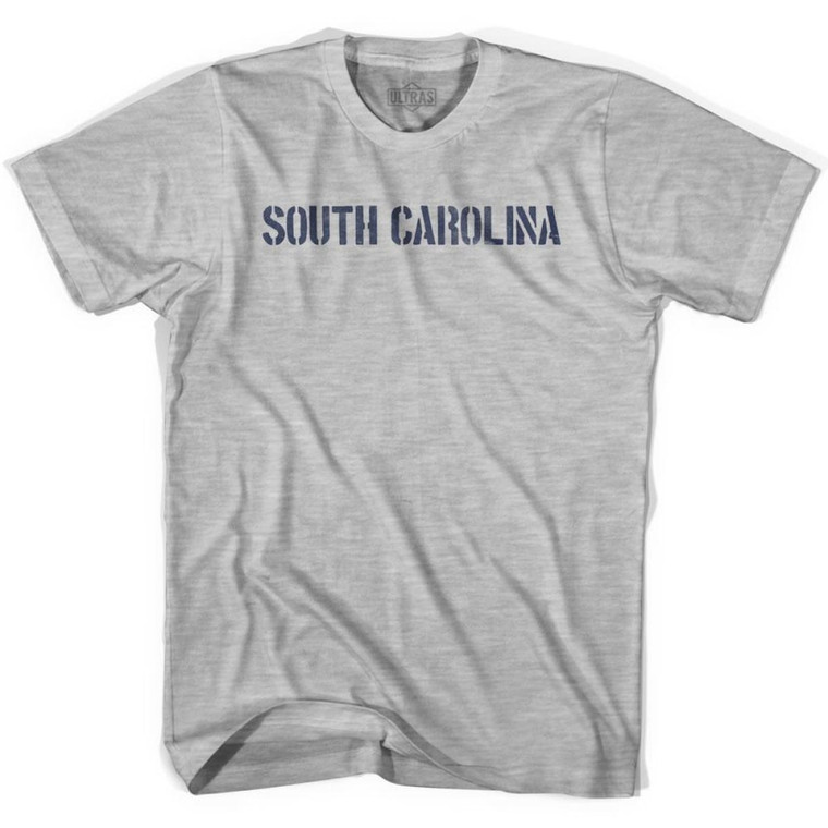 South Carolina State Stencil Womens Cotton T-shirt - Grey Heather