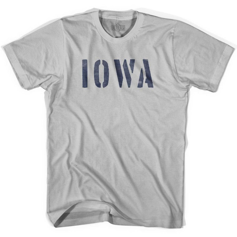 Iowa State Stencil Adult Cotton T-shirt - Cool Grey