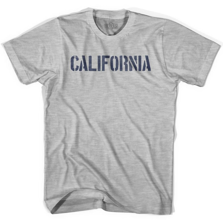 California State Stencil Womens Cotton T-shirt - Grey Heather