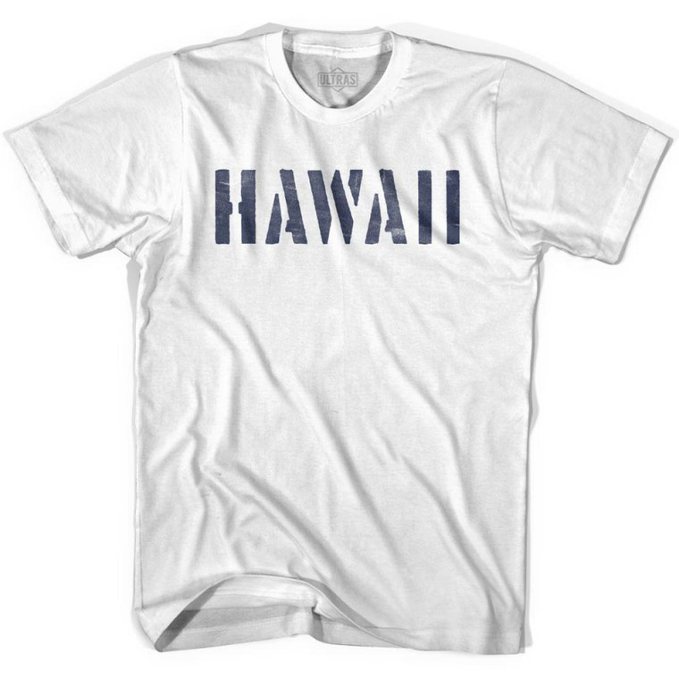 Hawaii State Stencil Womens Cotton T-shirt - White